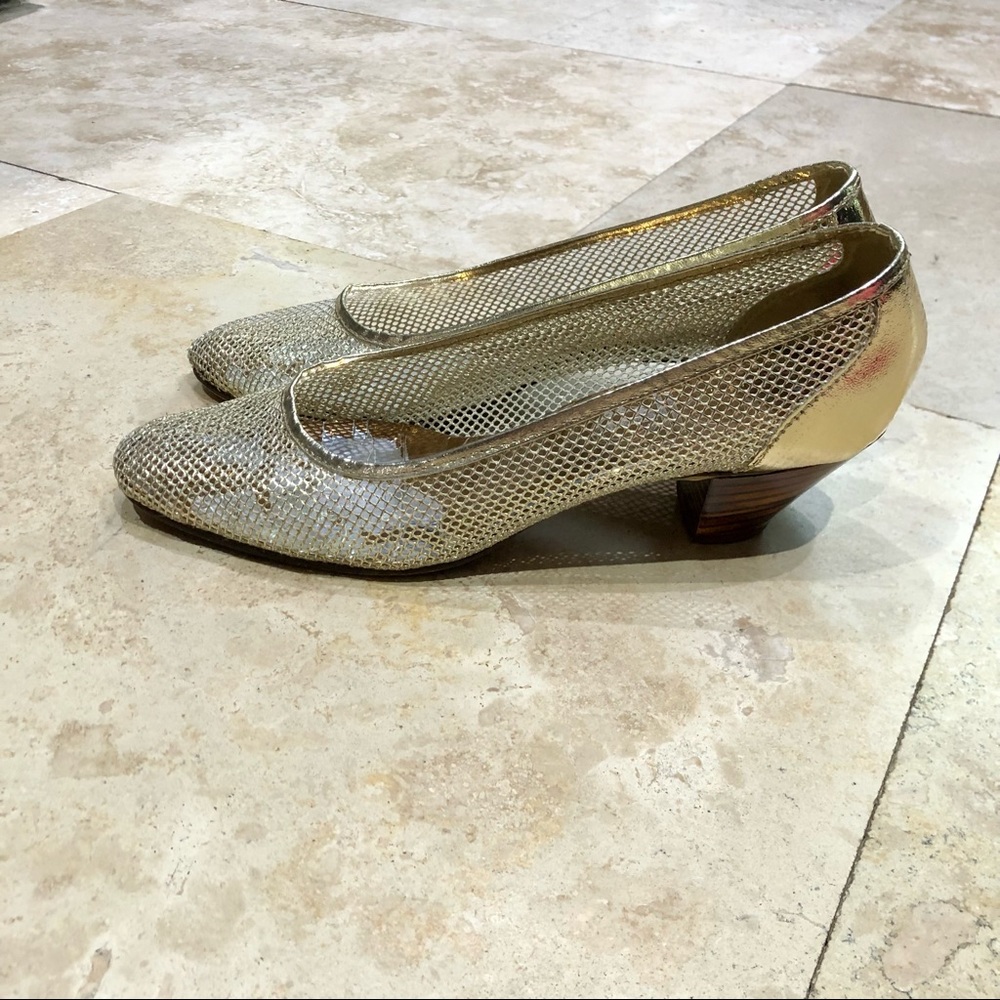 Vintage 50s gold slippers. Made in USA